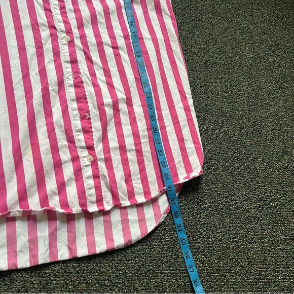 A NEW DAY Pink Stripe Relaxed Fit Button Down Shirt Cotton Midi Mini Dress Sz S - Picture 14 of 16